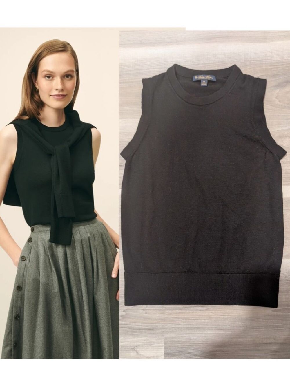 Brooks Brothers | Extra-Fine Merino Wool Twinset Sleeveless Shell In Black